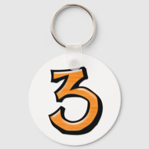 Porte-clés Silly Numéro 3 orange blanc Porte - clé