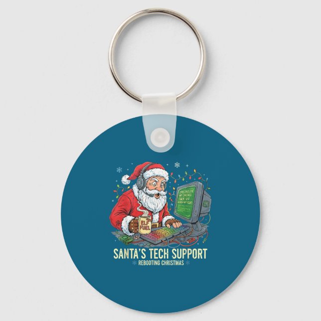 Porte-clés Silly Tech Support Rebooting s Computer Santa Sant (Recto)