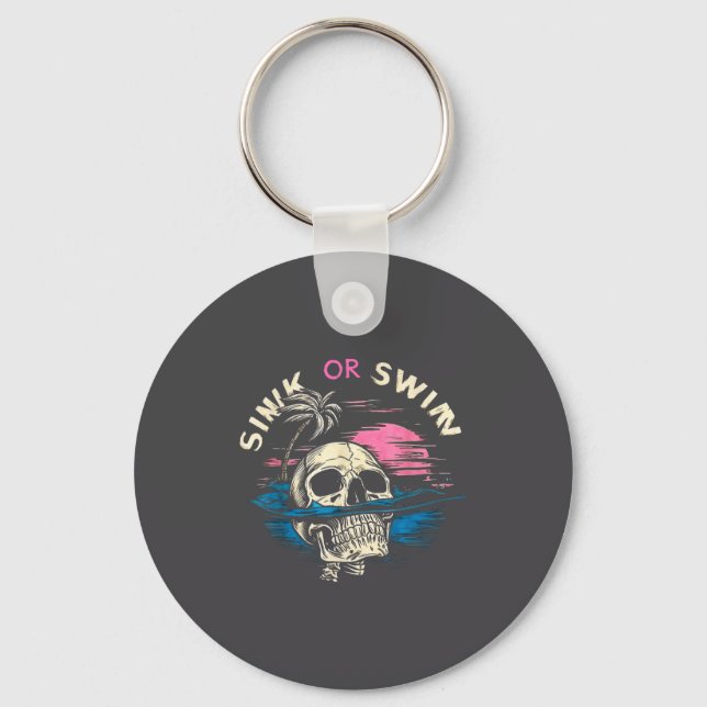 Porte-clés Silly Tropical Sunset Skull Sink Ocean Swim (Recto)