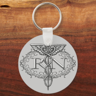 Porte-clés Silver Caduceus RN Nurse porte - clé