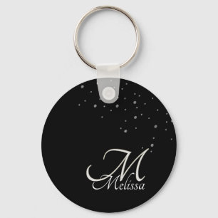 Porte-clés Silver Monogram and Name Glitter Key Chain