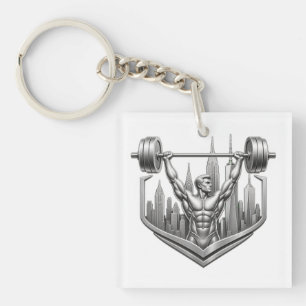 Porte-clés Silver NYC Bodybuilder Logo - Metallic New York Ci