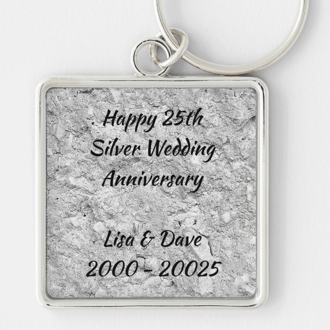 Porte-clés Silver Stone 25e anniversaire de la Mariage d'arge (Devant)