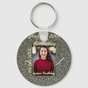 Porte-clés Silverglitter photo 20e anniversaire ajouter nom d