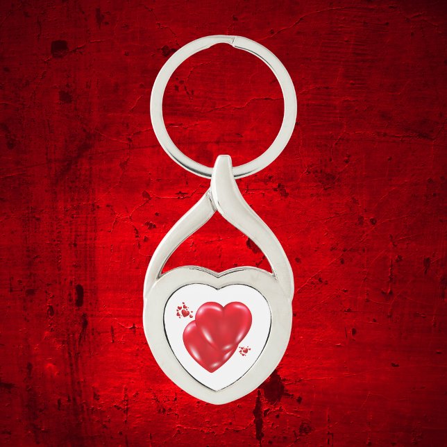 Porte-clés Simple coeur rouge sur Heureuse Sainte-Valentin bl (Créateur téléchargé)