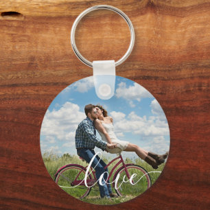 Porte-clés Simple Élégant Script Couple Porte - clé photo