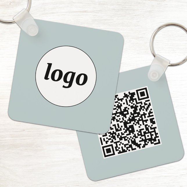 Porte-clés Simple Logo QR Code Business (Simple logo with QR code business branding promotional keychain)