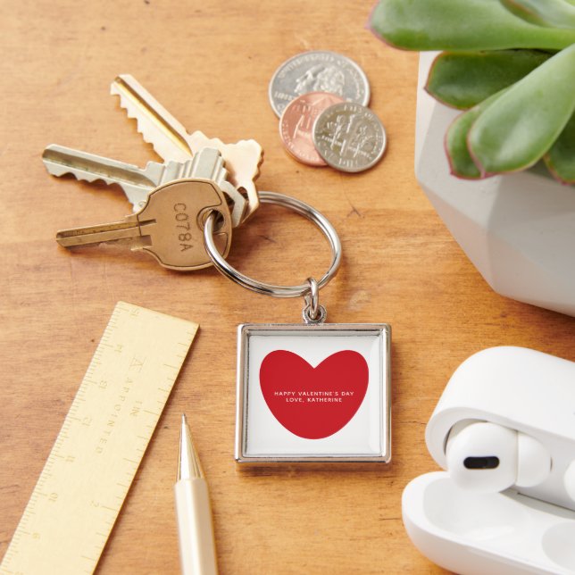 Porte-clés Simple mignon coeur rouge coutume Saint Valentin (Bureau)