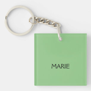 PORTE-CLÉS SIMPLE MINIMAL VERT AJOUTEZ VOTRE NOM TEXTE CADEAU