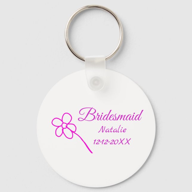 Porte-clés Simple minimum rose bridesmaid ajouter le nom de l (Recto)