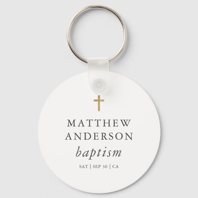 Porte-clés Simple moderne Elegant Cross Baby Baptism (Recto)