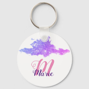 Porte-clés simple personnalisé rose violet pétillant ajouter 