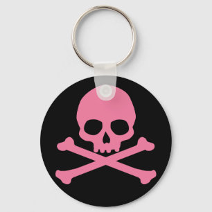 Porte-clés SImple Pink Skull and Crossbones