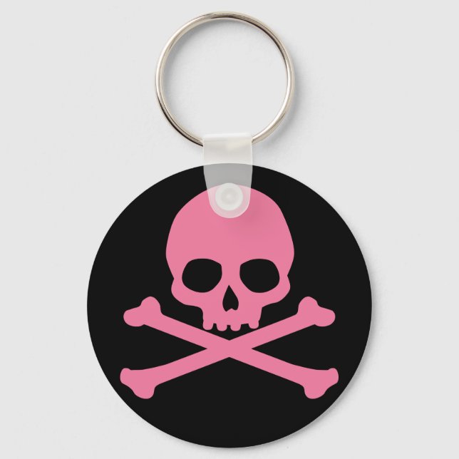 Porte-clés SImple Pink Skull and Crossbones (Recto)