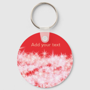 Porte-clés Simple rouge rose brillant étoiles ajouter votre t