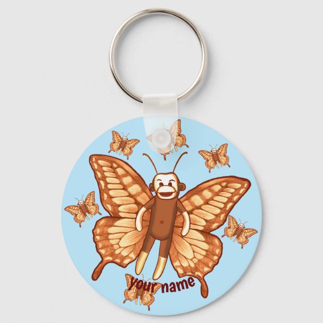 Porte-clés singe chaussette papillon (Recto)