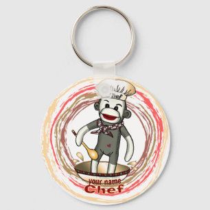 Porte-clés singe en chaussette Chef