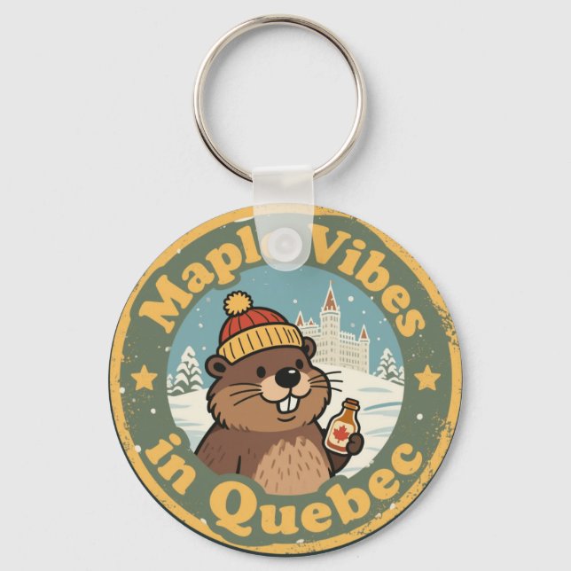 Porte-clés Sirop d'érable rétro Québec (Recto)