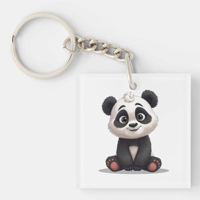 Porte-clés Sitting Panda Bear Cartoon Illustration Artwork (Devant)