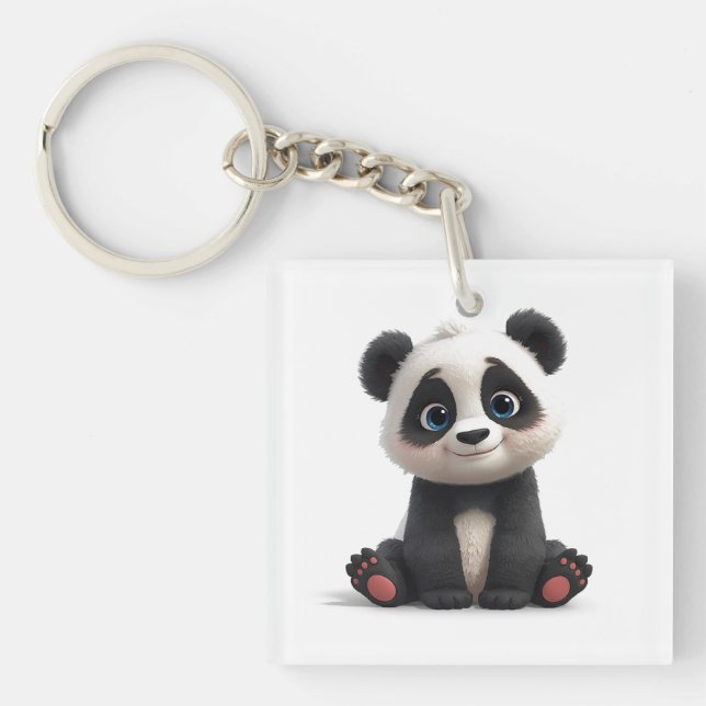 Porte-clés Sitting Panda Bear Cartoon Illustration Artwork (Devant)