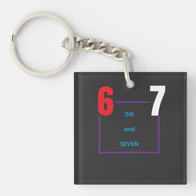 Porte-clés Six et Sept – Conception de nombres minimalistes t (Devant)