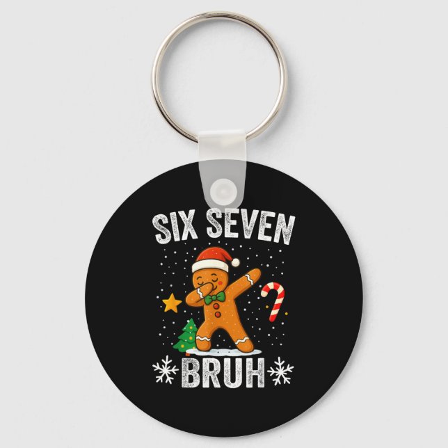 Porte-clés Six Seven Bruh Gingerbread Dabbing Funny Christmas (Recto)