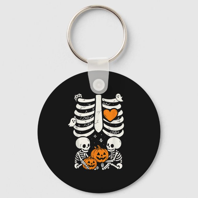 Porte-clés Skeleton Baby Twins Halloween Grossesse Annonce (Recto)