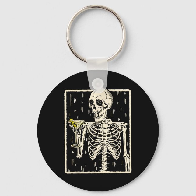 Porte-clés Skeleton Boire Martini Tail Retro Halloween Cos (Recto)