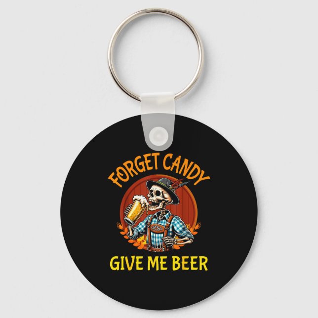 Porte-clés Skeleton Drinking Beer Halloween Forget Candy Give (Recto)