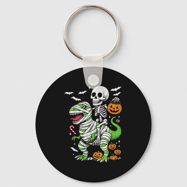 Porte-clés Skeleton équitation maman Dinosaur T Rex Halloween (Recto)