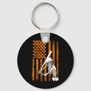 Porte-clés Skeleton Joueur De Baseball Fan Skeleton Halloween