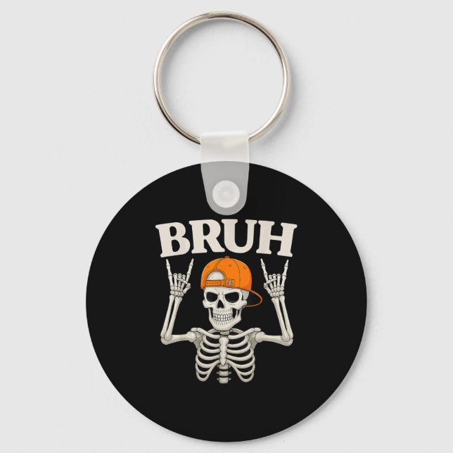 Porte-clés Skeleton Rock Sur Bruh Halloween Pour Hommes Garço (Recto)