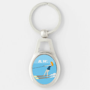 Porte-clés Ski nautique de style vintage