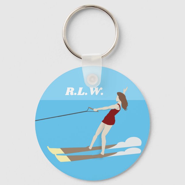 Porte-clés Ski nautique de style vintage (Recto)