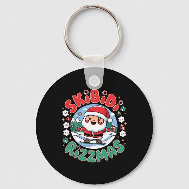 Porte-clés Skibidi Rizzmas Père Noël Christmas Snowboard Adve (Recto)
