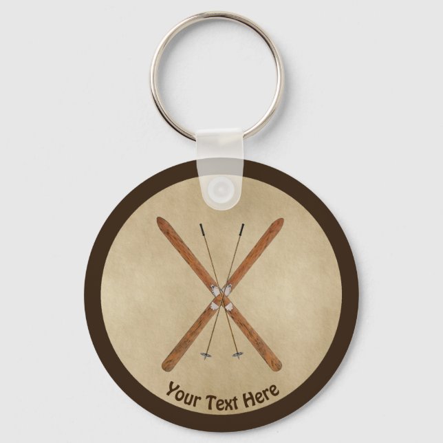 Porte-clés Skis De Fond Sur Papier Ancien (Recto)