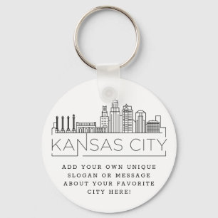 Porte-clés Skyline stylisé de Kansas City   Slogan personnali