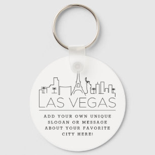 Porte-clés Skyline stylisé Las Vegas Slogan personnalisé