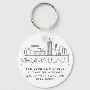 Porte-clés Skyline stylisé Virginia Beach   Slogan personnali