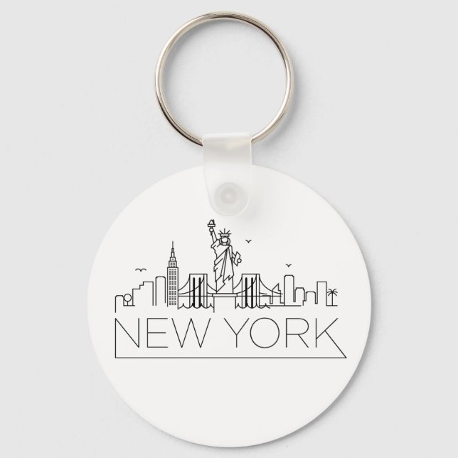 Porte-clés Skyline stylisée New York (Recto)