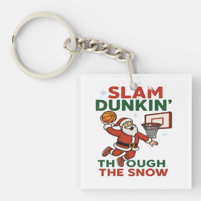 Porte-clés Slam Dunkin Through The Snow- Christmas Basketball (Devant)