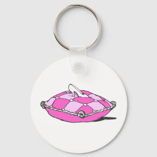 Porte-clés Slipper Cendrillon sur Coussin rose Art Vintage