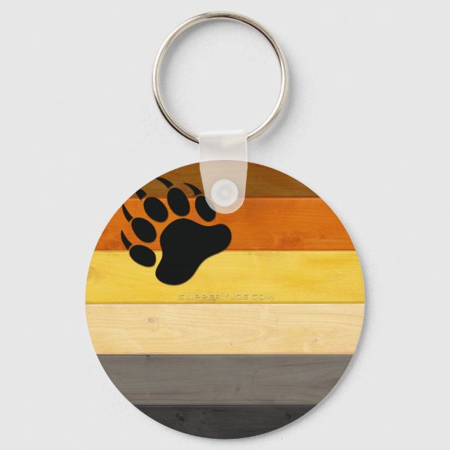 Porte-clés SlipperyJoe's Bear Pride drapeau en bois Fraternit (Recto)