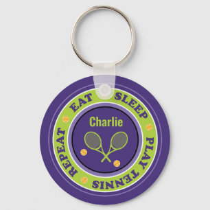 Porte-clés slogan de tennis cool, porte - clé violet et vert