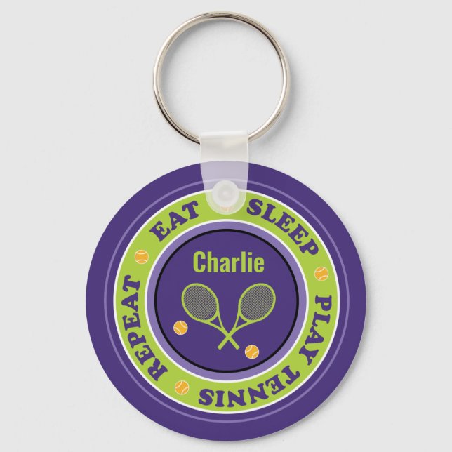 Porte-clés slogan de tennis cool, porte - clé violet et vert (Recto)