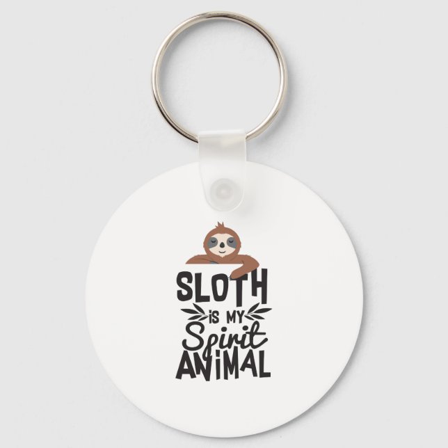 Porte-clés Sloth Est Mon Esprit Animal Drôle Mignonne Porte - (Recto)