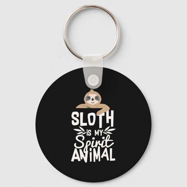 Porte-clés Sloth Est Mon Esprit Animal Drôle Mignonne Porte - (Recto)