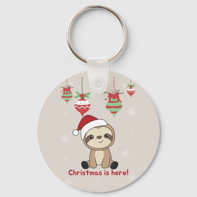 Porte-clés Sloth Noël Neige hiver Animaux Sloths Keychai (Recto)