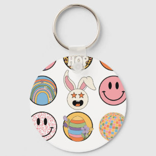 Porte-clés smiley hip-hop, rétro, vintage