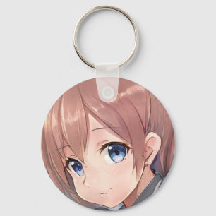 Porte-clés Smiling anime girl manga brown haired blue eyed
